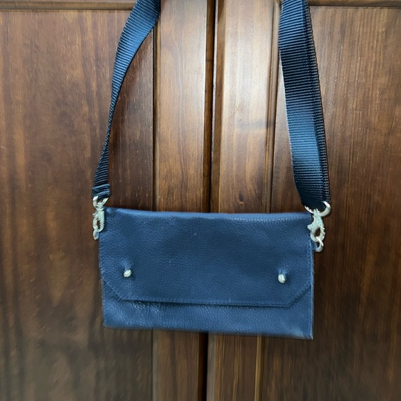 Leather Convertible Belt Bag Navy Blue - Picture 2 of 7